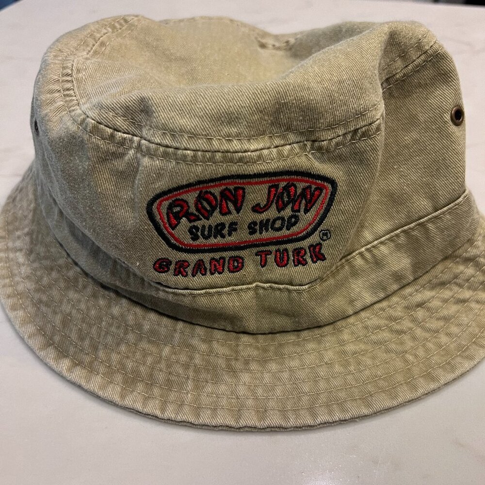 Ron Jon Surf Shop Grand Turk Bucket‎ Hat Olive Green Embroidered Logo M/L - EUC